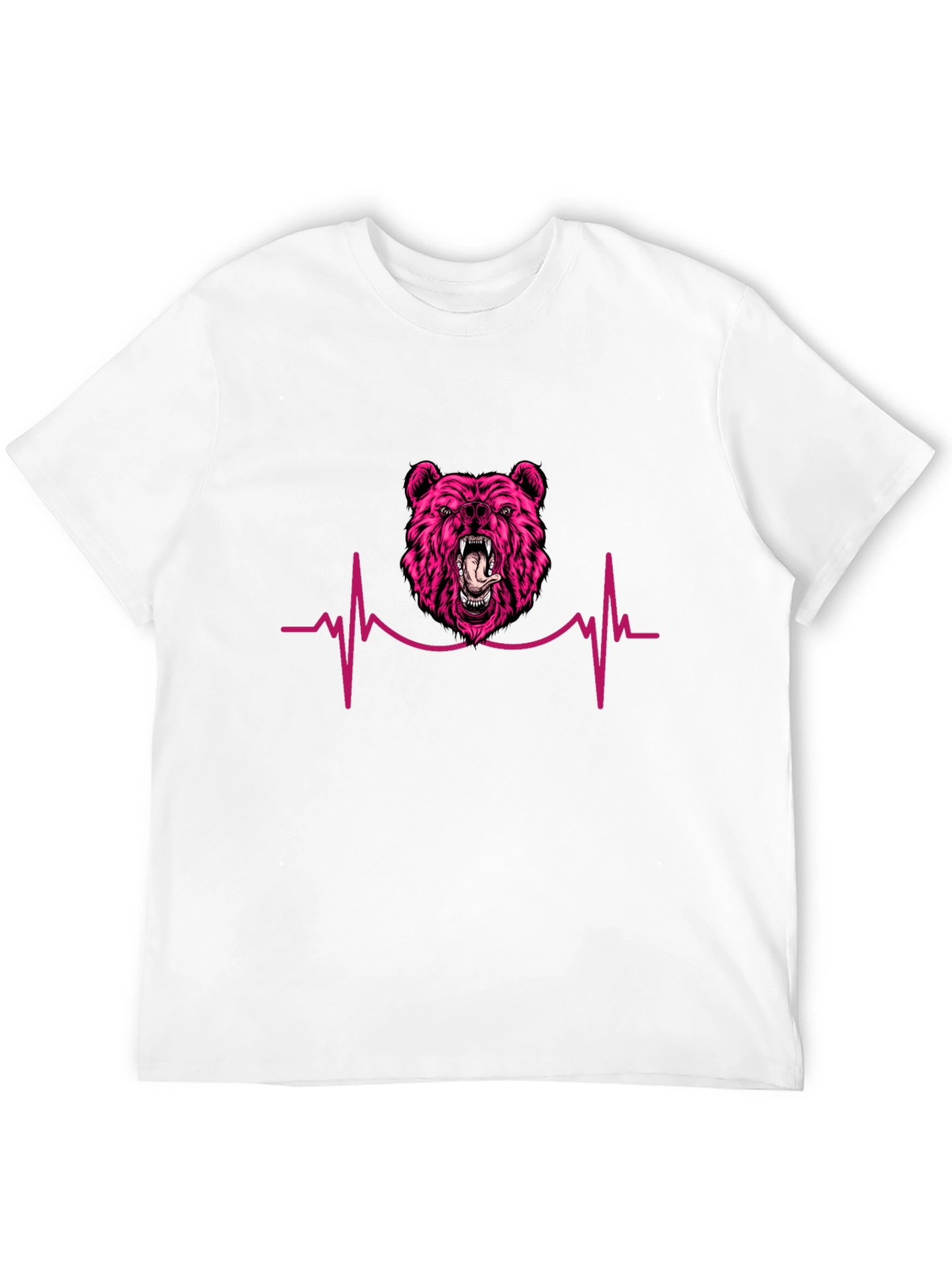 Pink Bear Heartbeat Black T-Shirt