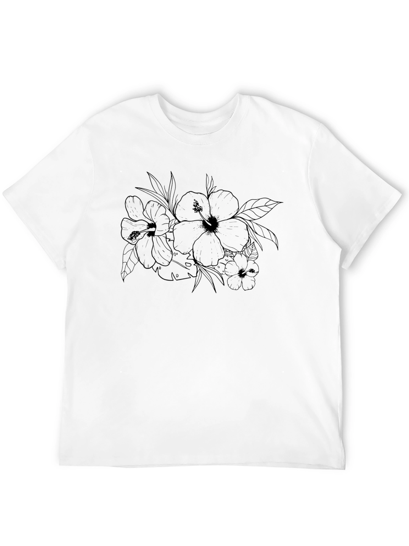 Floral Hibiscus Graphic Black T-Shirt