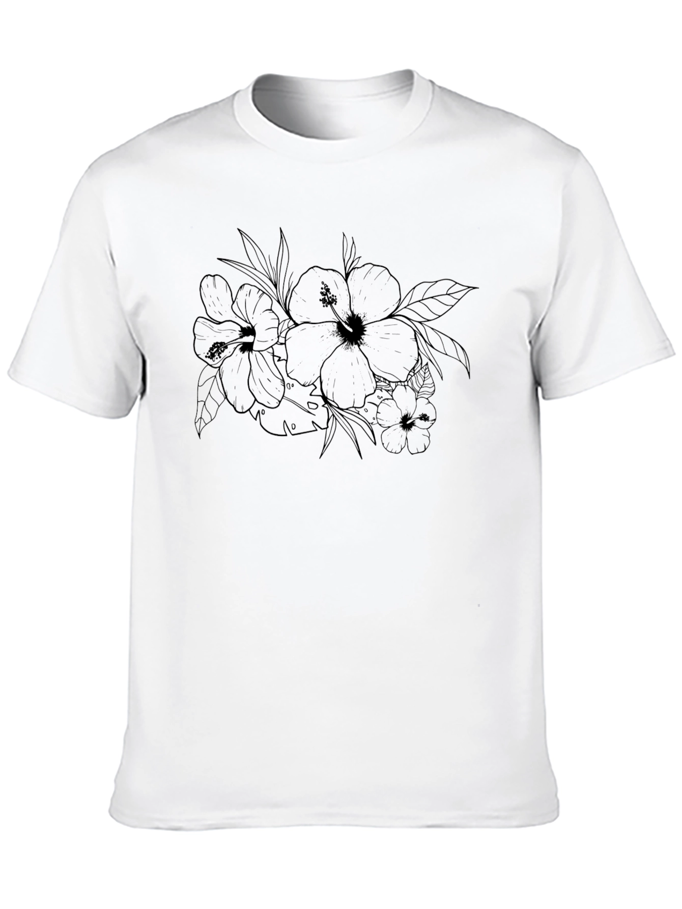 Floral Hibiscus Graphic Black T-Shirt