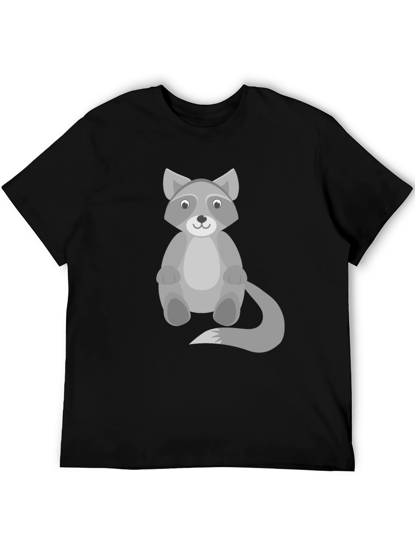 Cartoon Raccoon Graphic Print Black T-Shirt