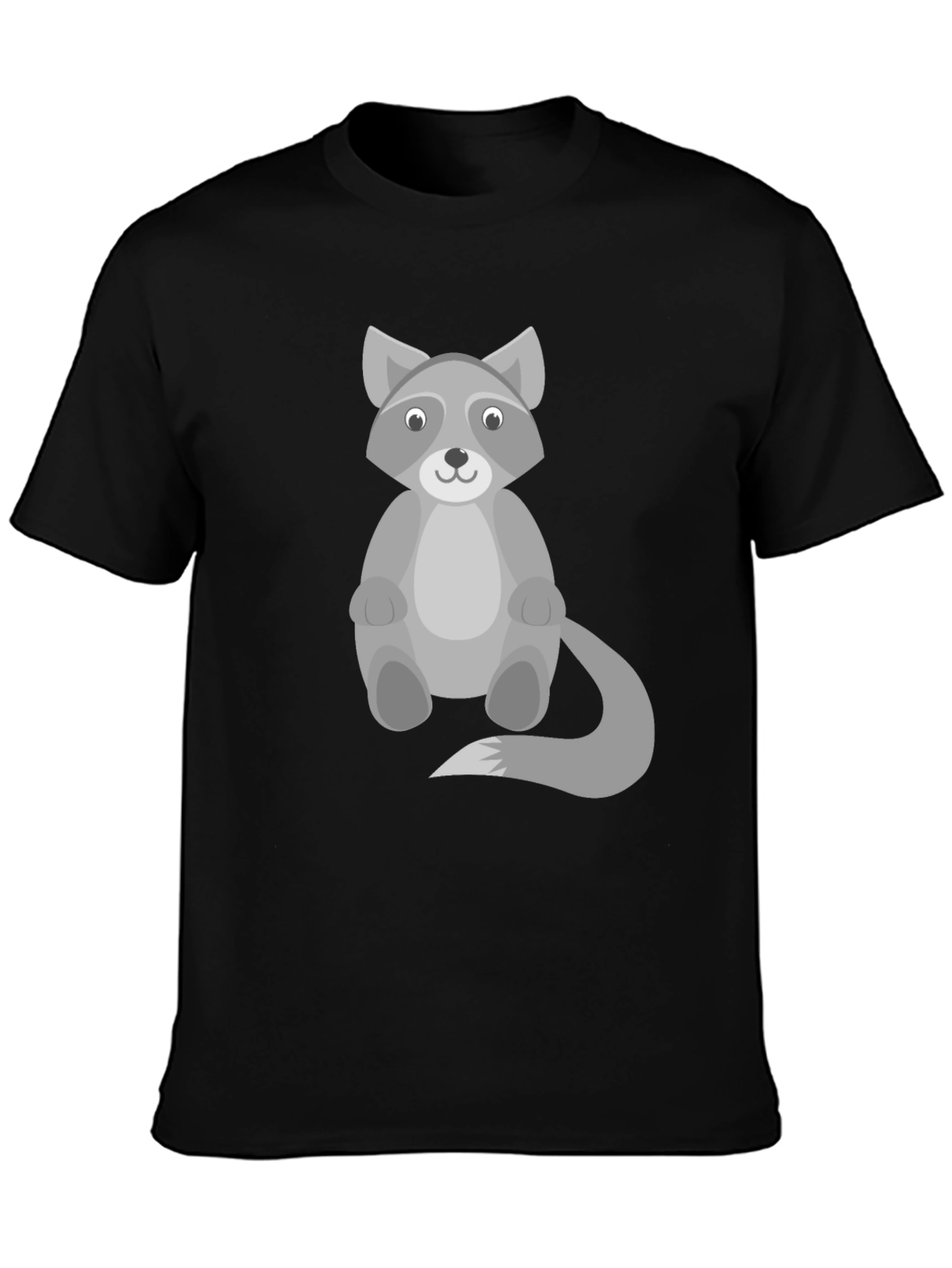 Cartoon Raccoon Graphic Print Black T-Shirt