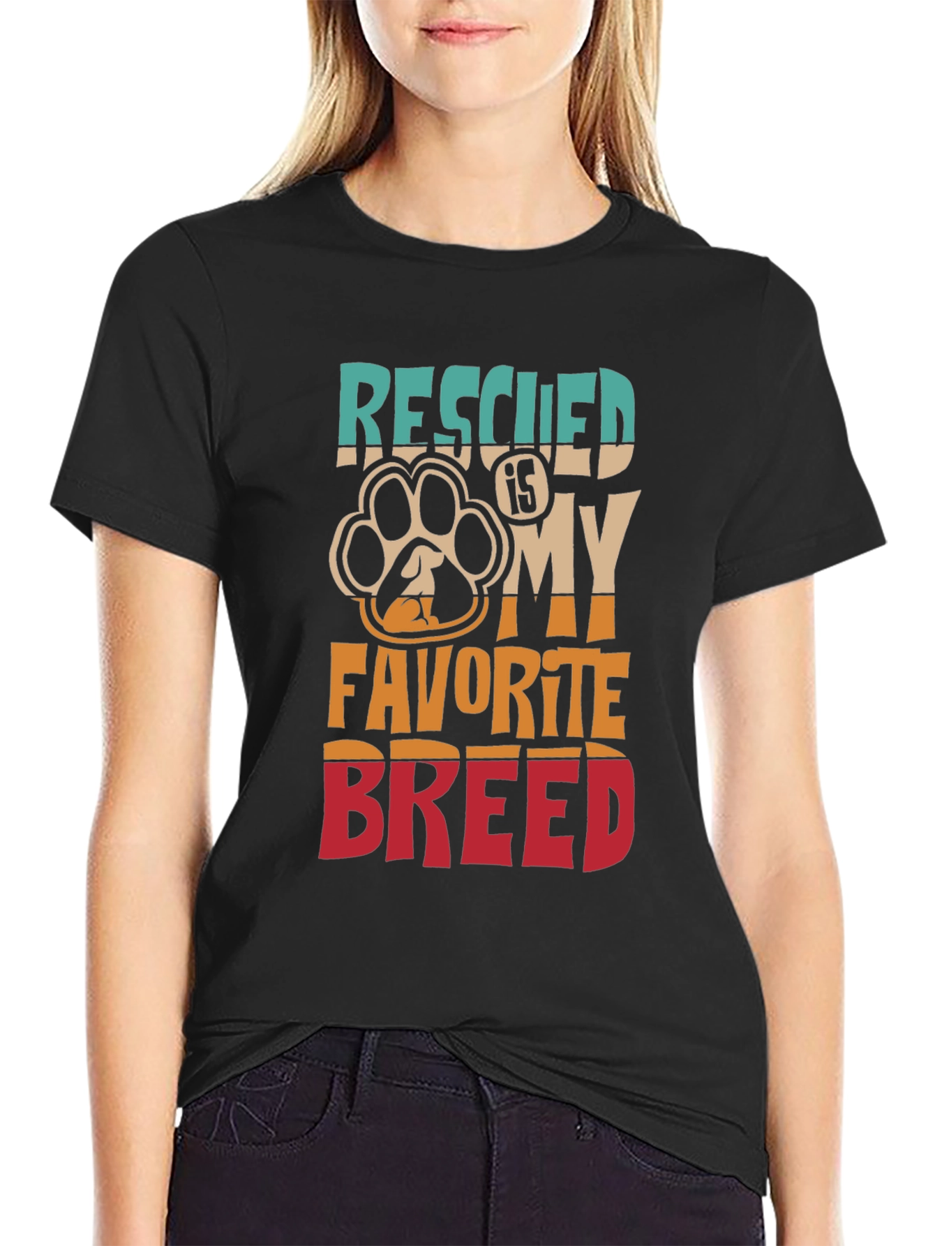Rescued is My Favorite Breed Graphic T-Shirt