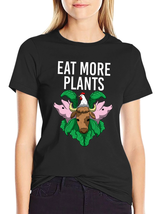 Eat More Plants Graphic T-Shirt Vegan Animal Lover Tee