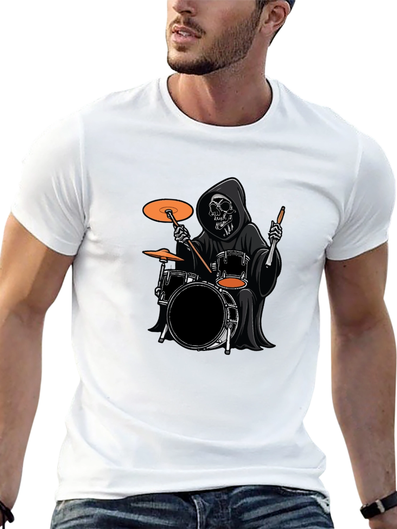 Grim Reaper Drummer Black T-Shirt