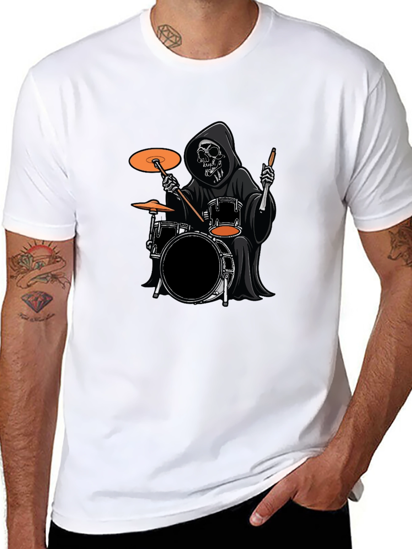 Grim Reaper Drummer Black T-Shirt