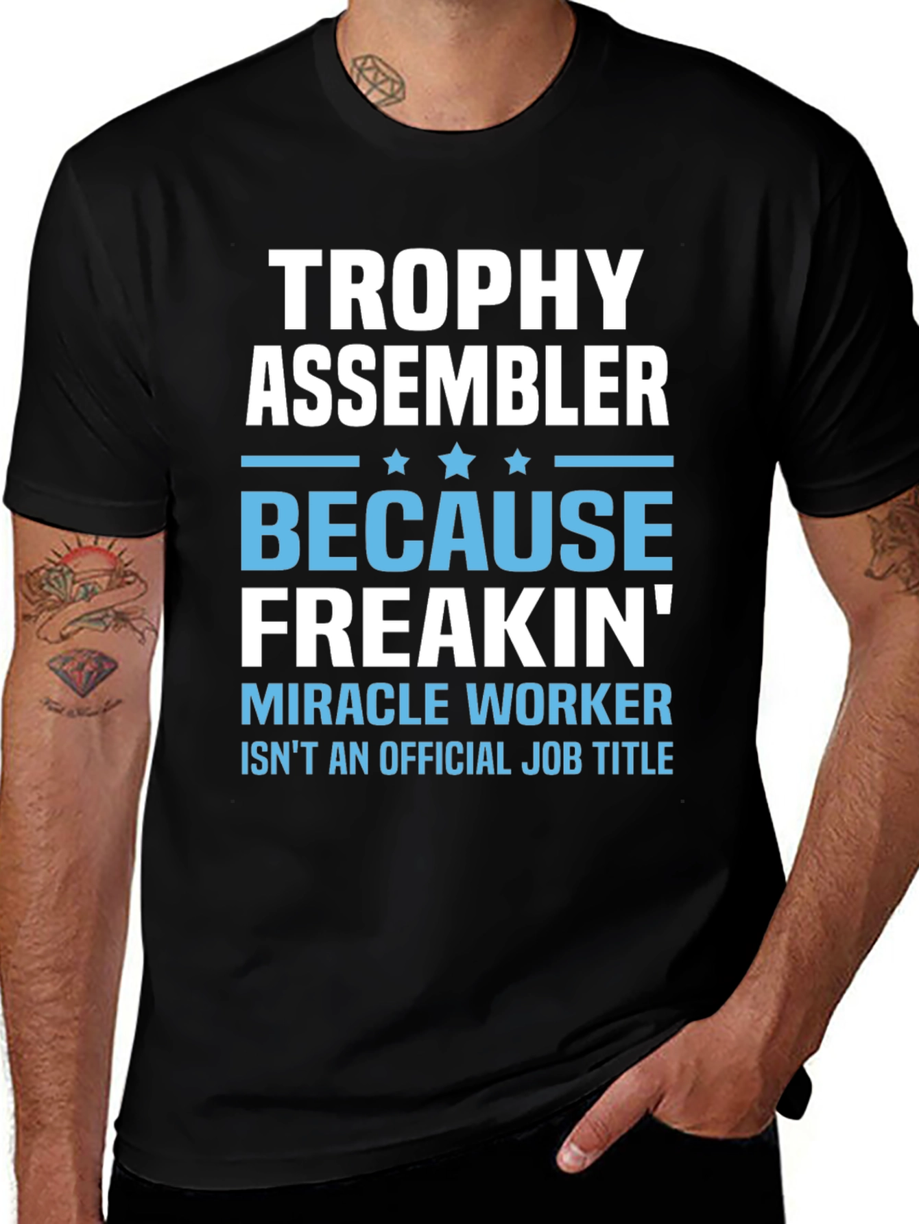 Trophy Assembler Funny Job Title Black T-Shirt