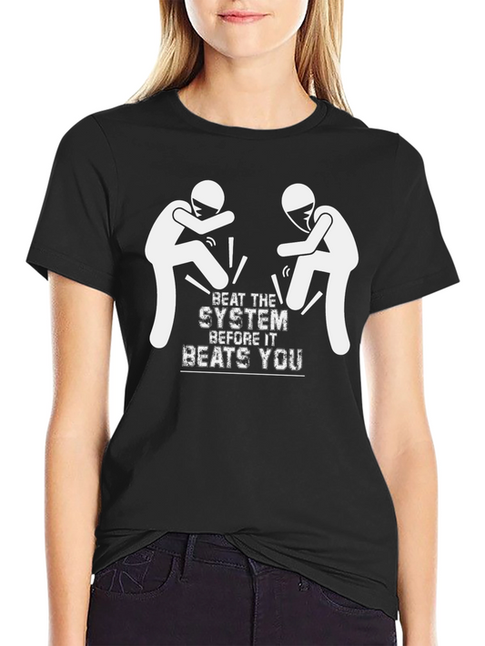 Beat the System Graphic Tee - Black Crew Neck Shirt