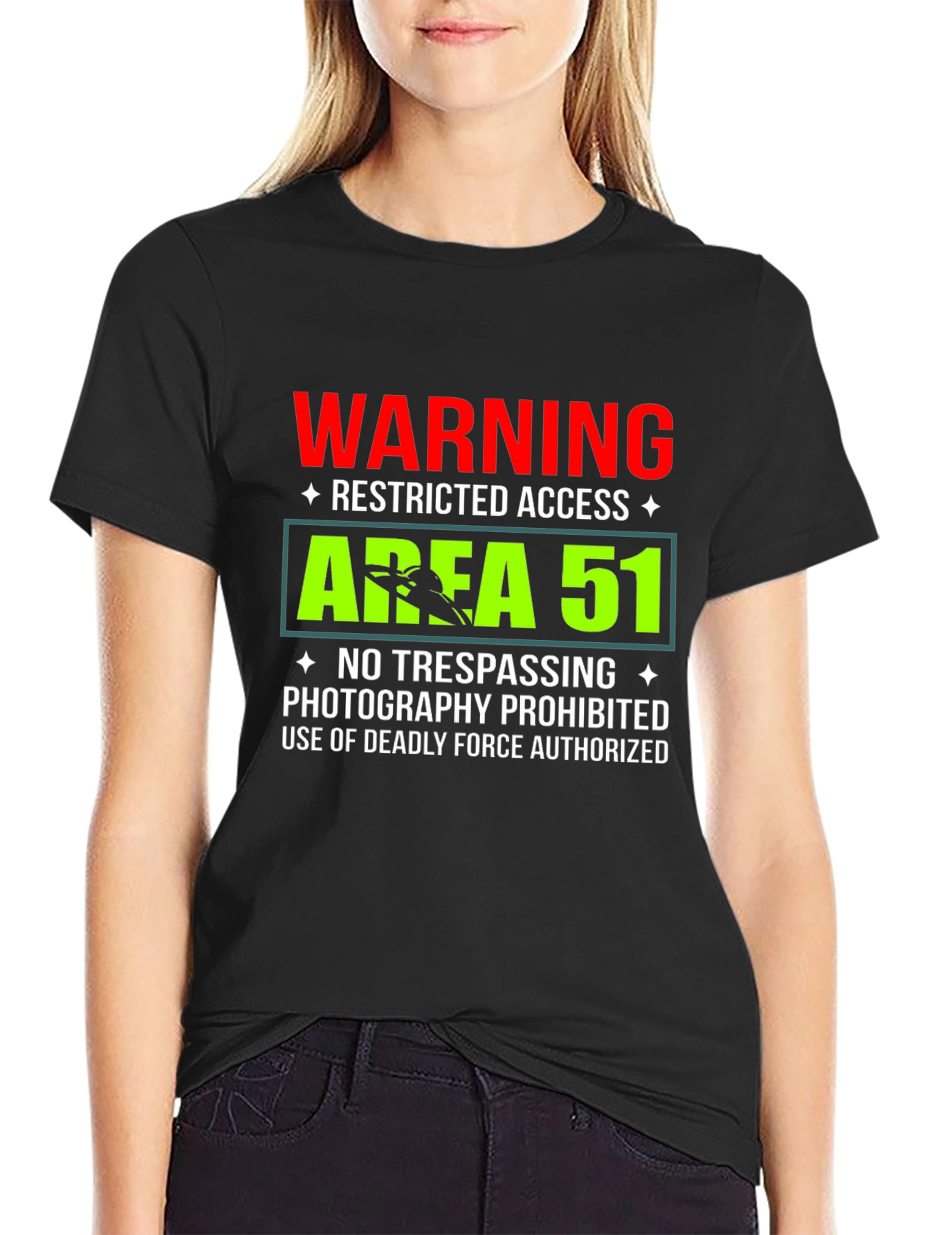 Area 51 Warning T-Shirt Funny Restricted Access Tee