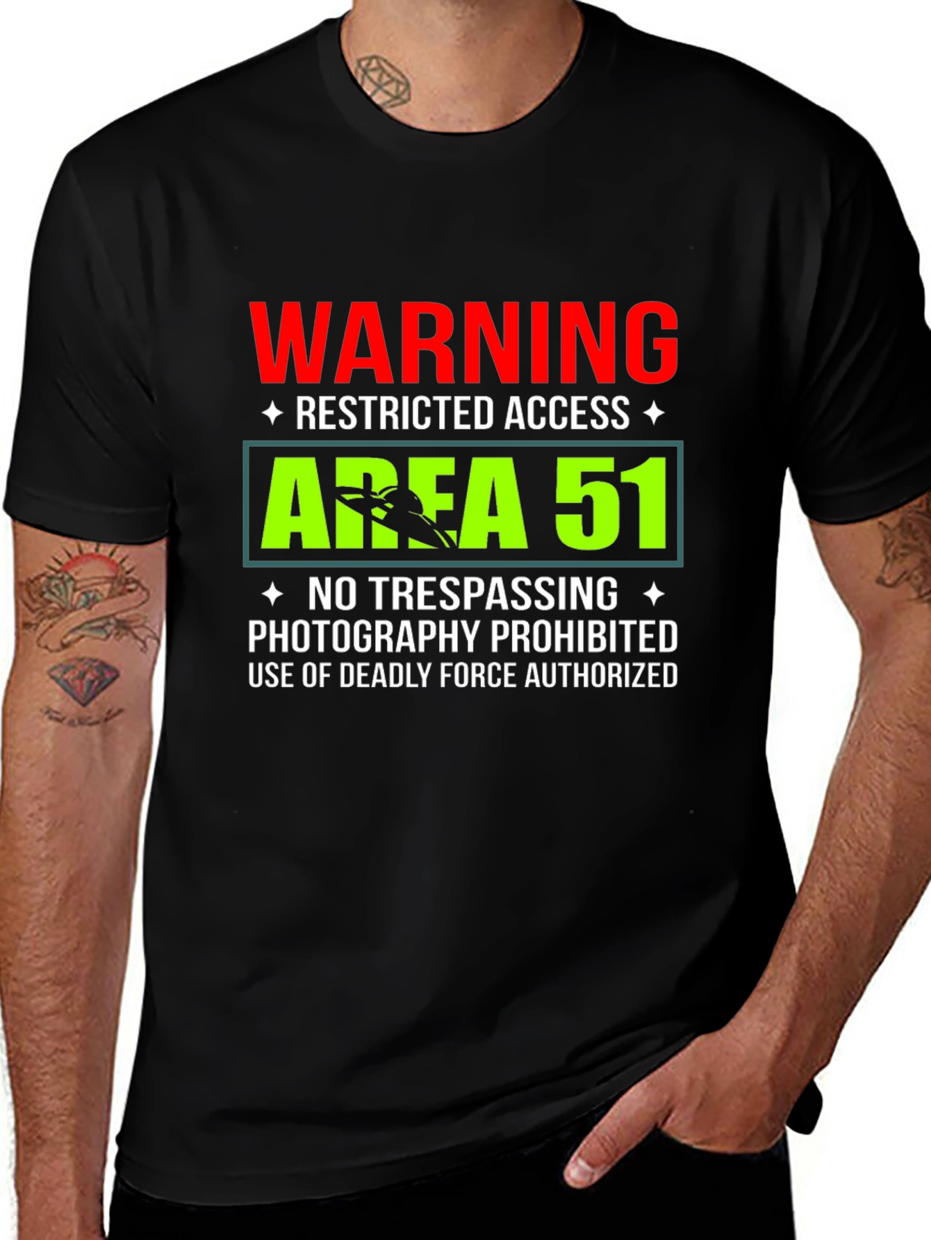 Area 51 Warning T-Shirt Funny Restricted Access Tee