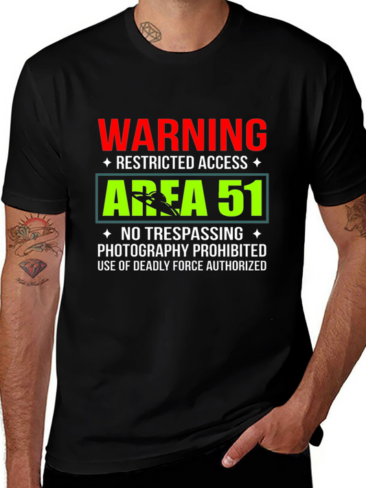Area 51 Warning T-Shirt Funny Restricted Access Tee