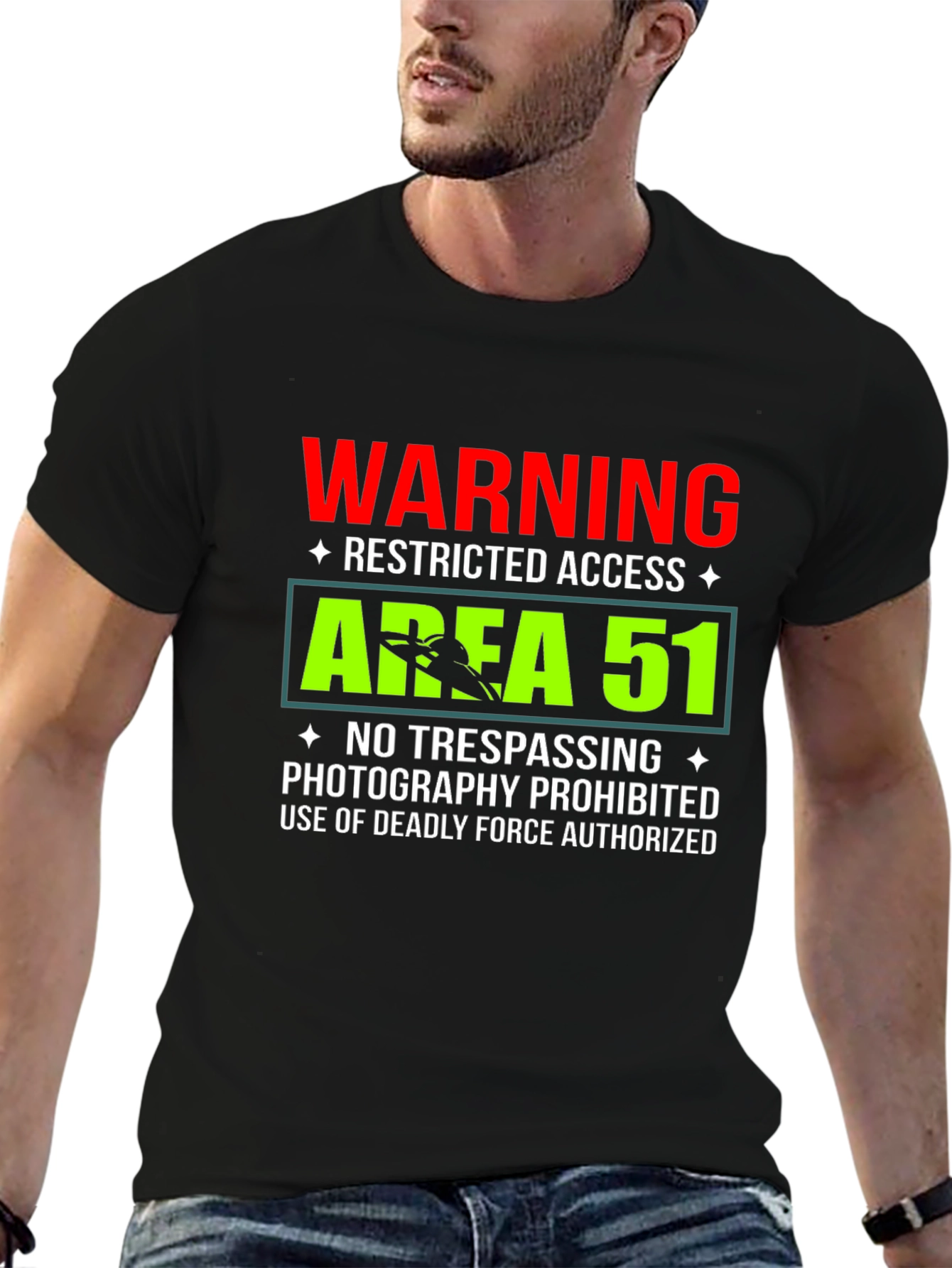 Area 51 Warning T-Shirt Funny Restricted Access Tee