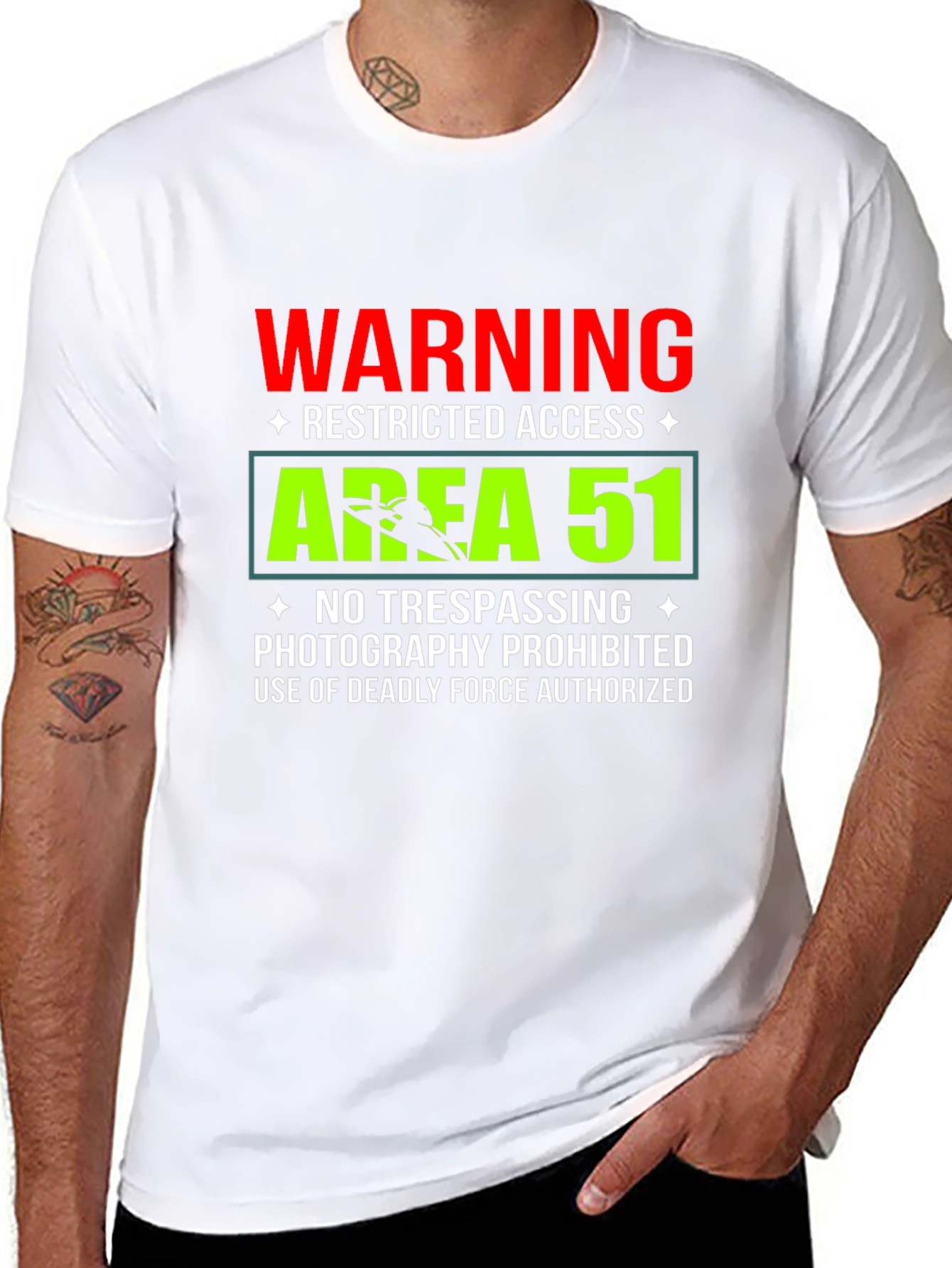 Area 51 Warning T-Shirt Funny Restricted Access Tee