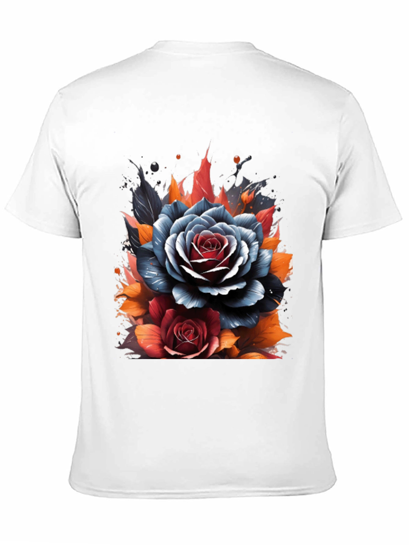 Floral Roses Graphic Print Black T-Shirt