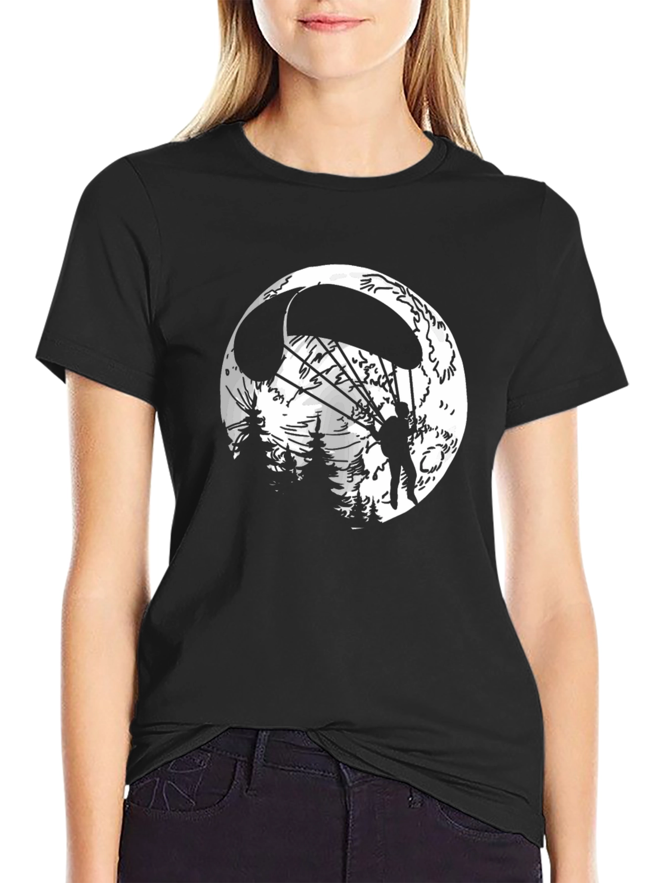 Parachute Moon Mens Graphic T-Shirt