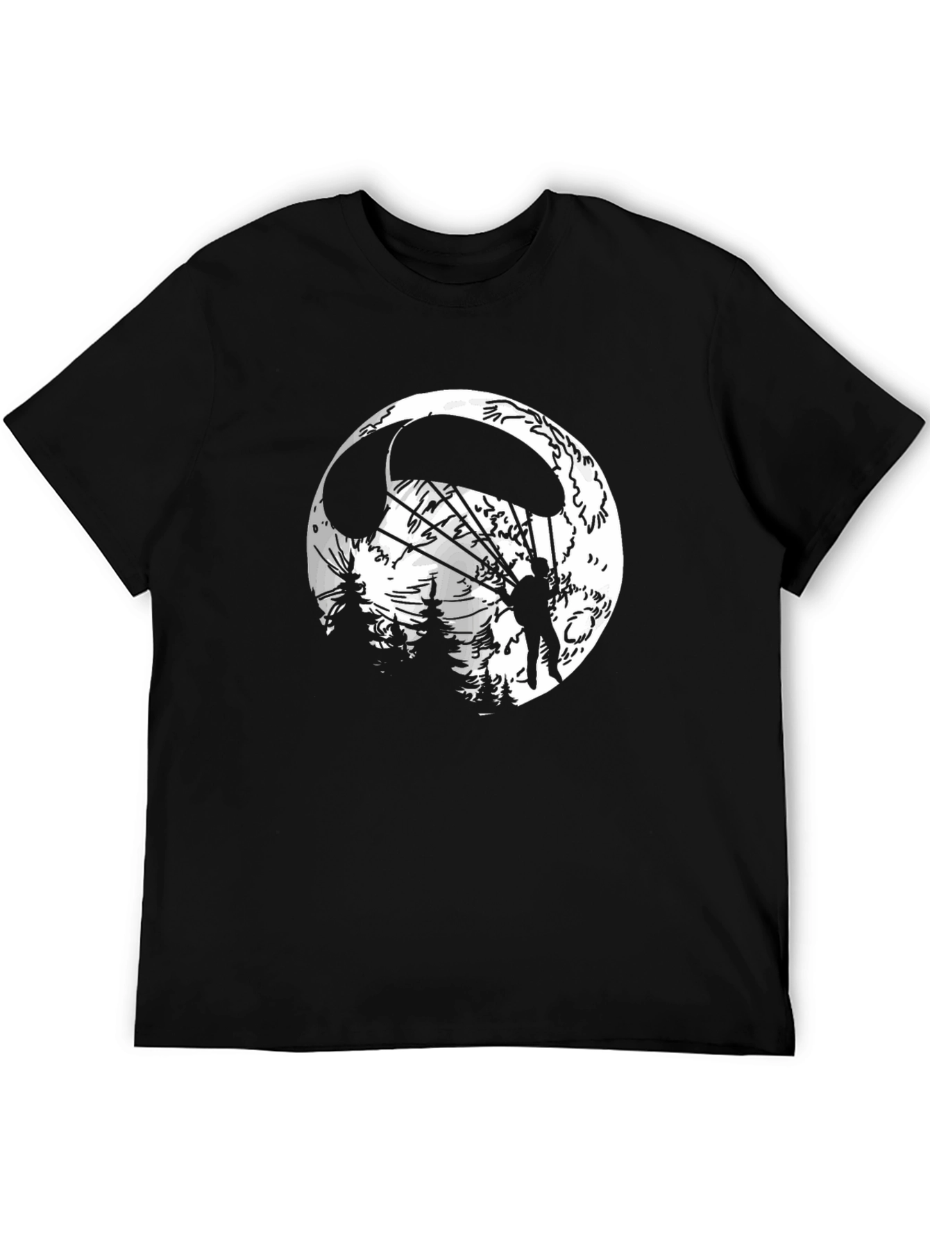 Parachute Moon Mens Graphic T-Shirt