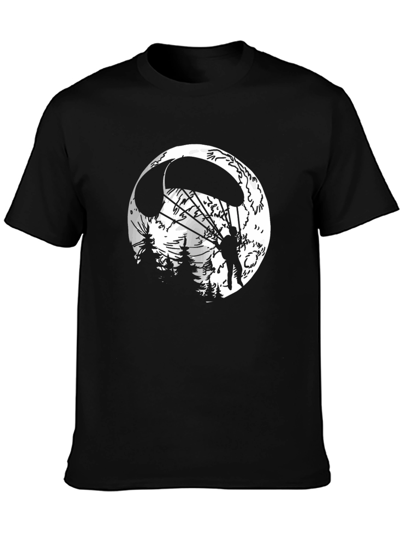 Parachute Moon Mens Graphic T-Shirt