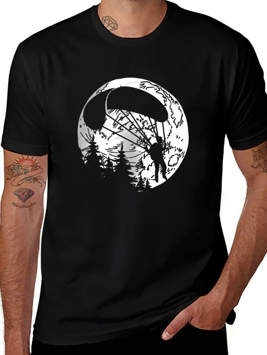 Parachute Moon Mens Graphic T-Shirt