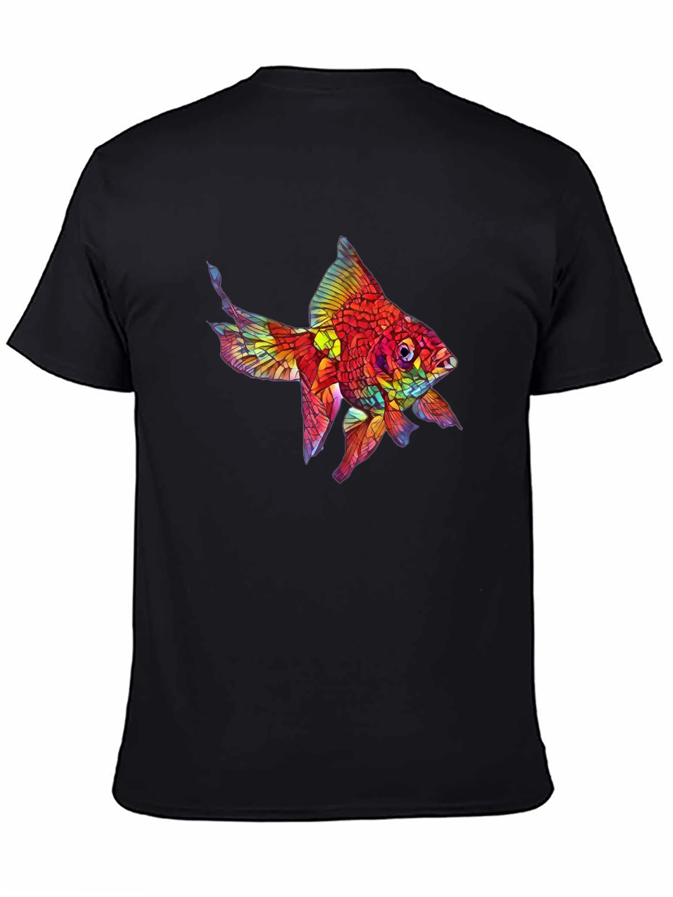 Vibrant Fish Graphic Black T-Shirt