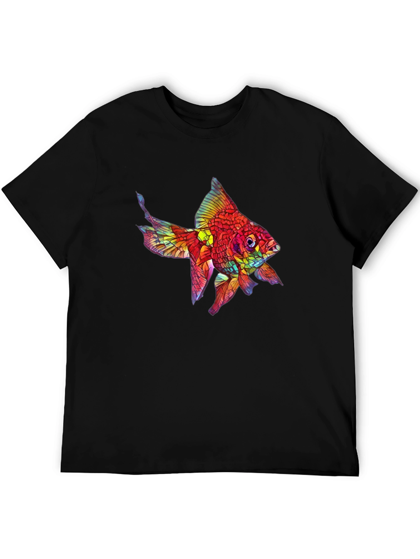 Vibrant Fish Graphic Black T-Shirt