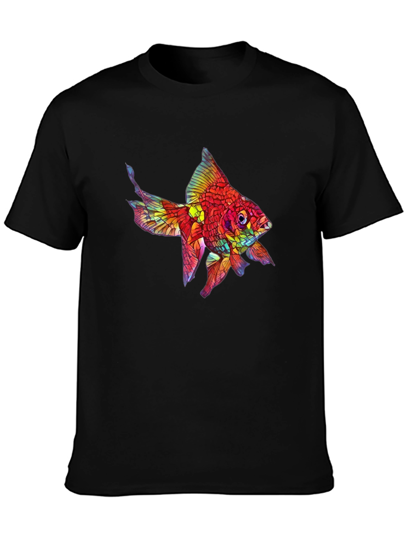 Vibrant Fish Graphic Black T-Shirt