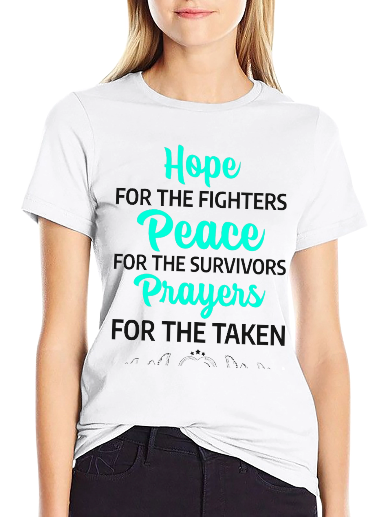 Hope Peace Prayers Black Graphic T-Shirt