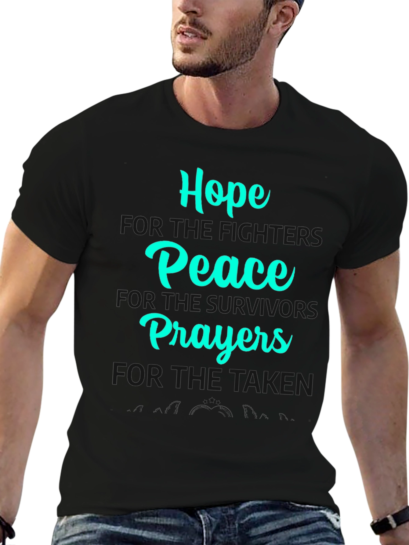 Hope Peace Prayers Black Graphic T-Shirt
