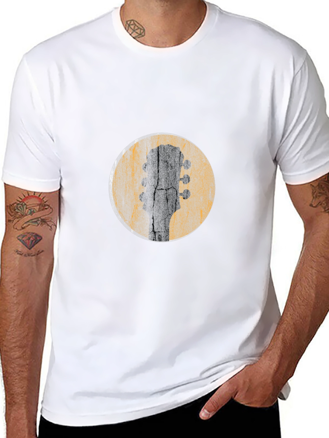 Guitar Headstock Graphic Tee - Mens Black T-Shirt