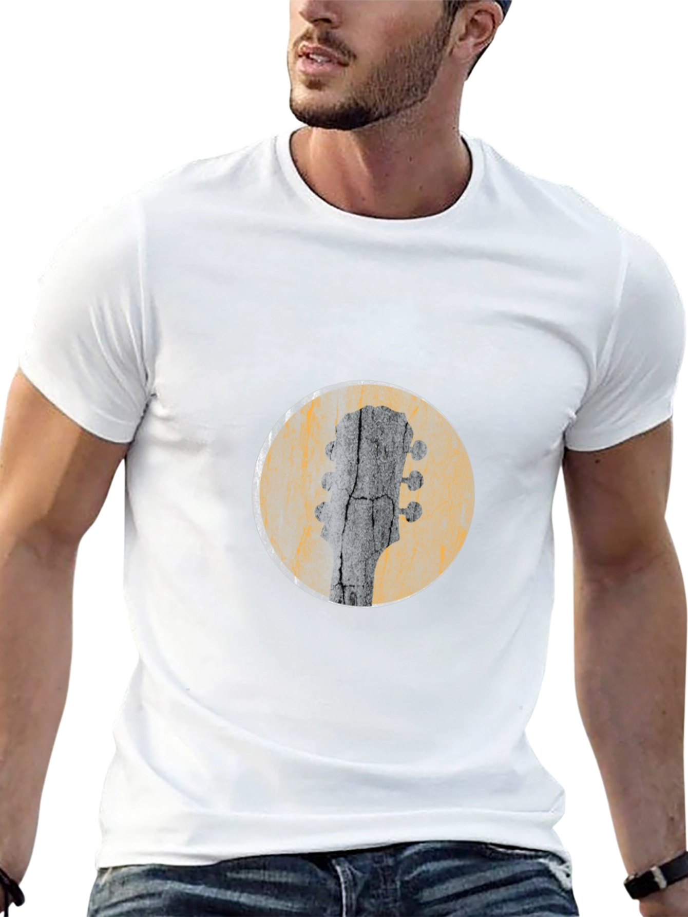 Guitar Headstock Graphic Tee - Mens Black T-Shirt