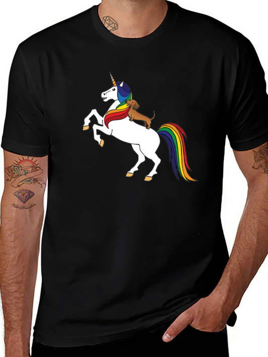 Unicorn & Dachshund Graphic Tee - Black
