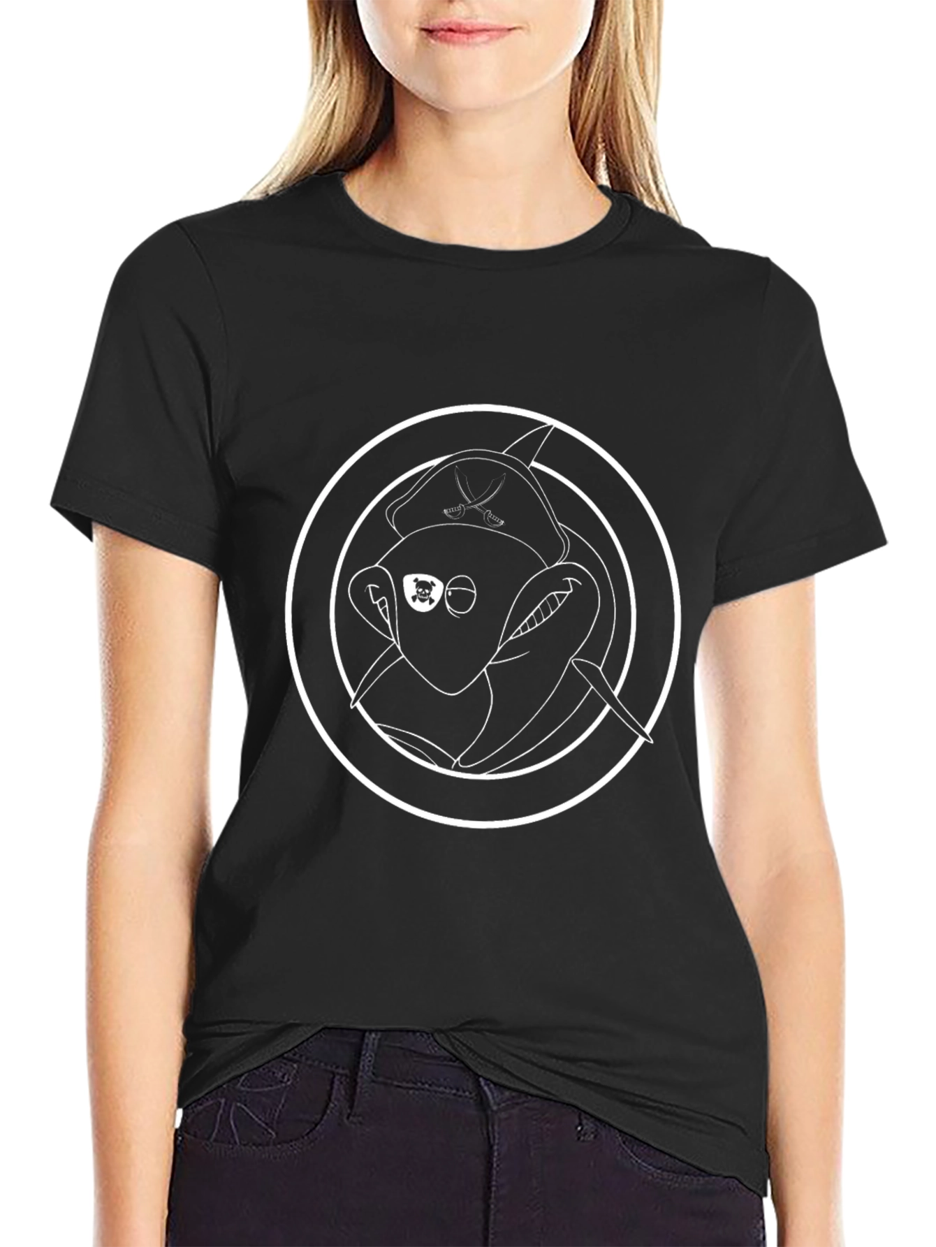 Pirate Monkey Graphic Black T-Shirt