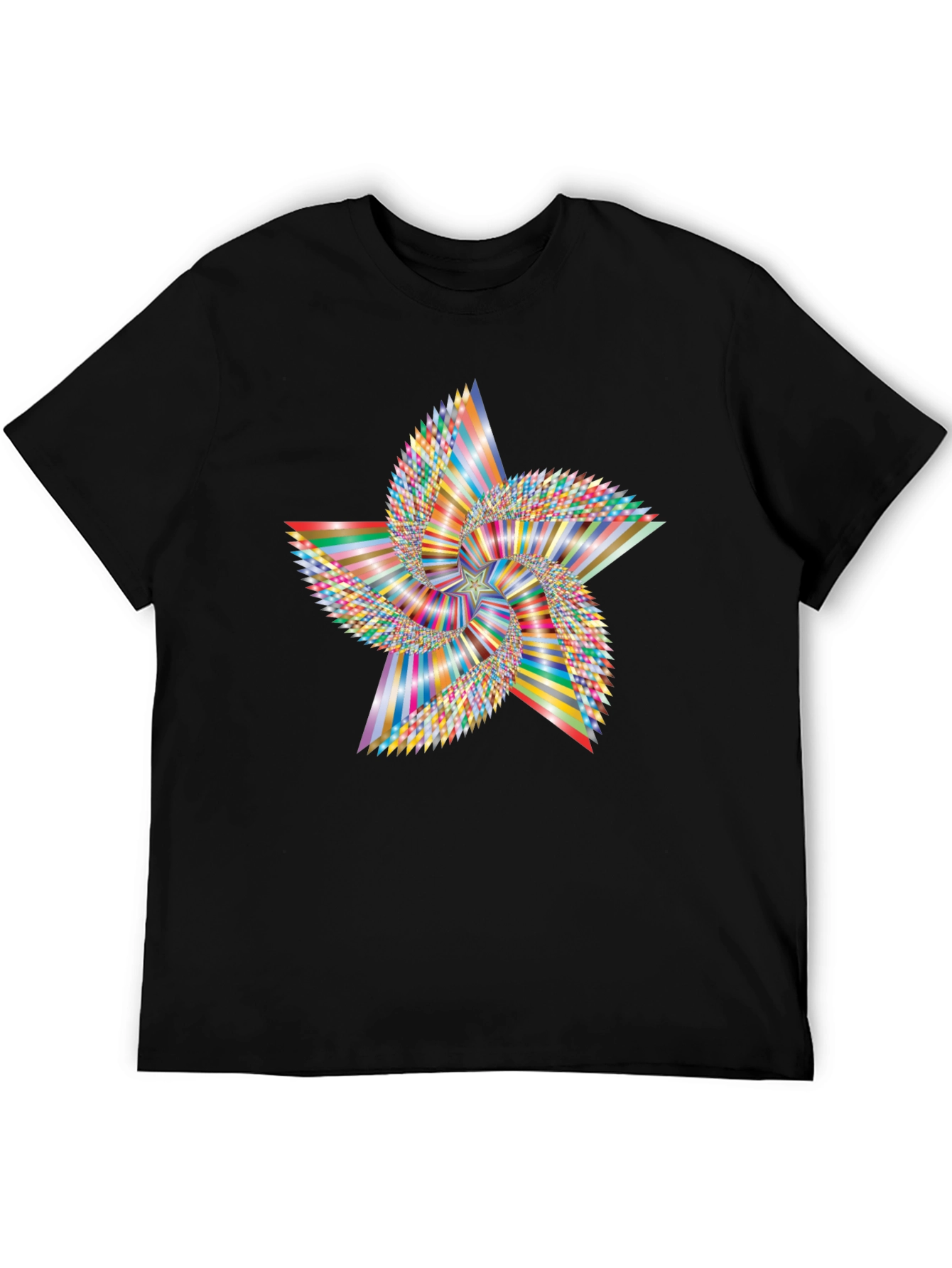 Abstract Geometric Star Graphic Tee - Black