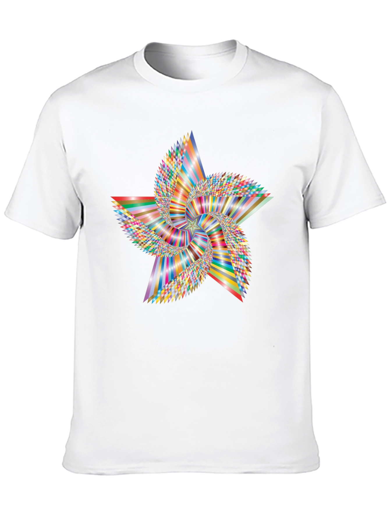 Abstract Geometric Star Graphic Tee - Black