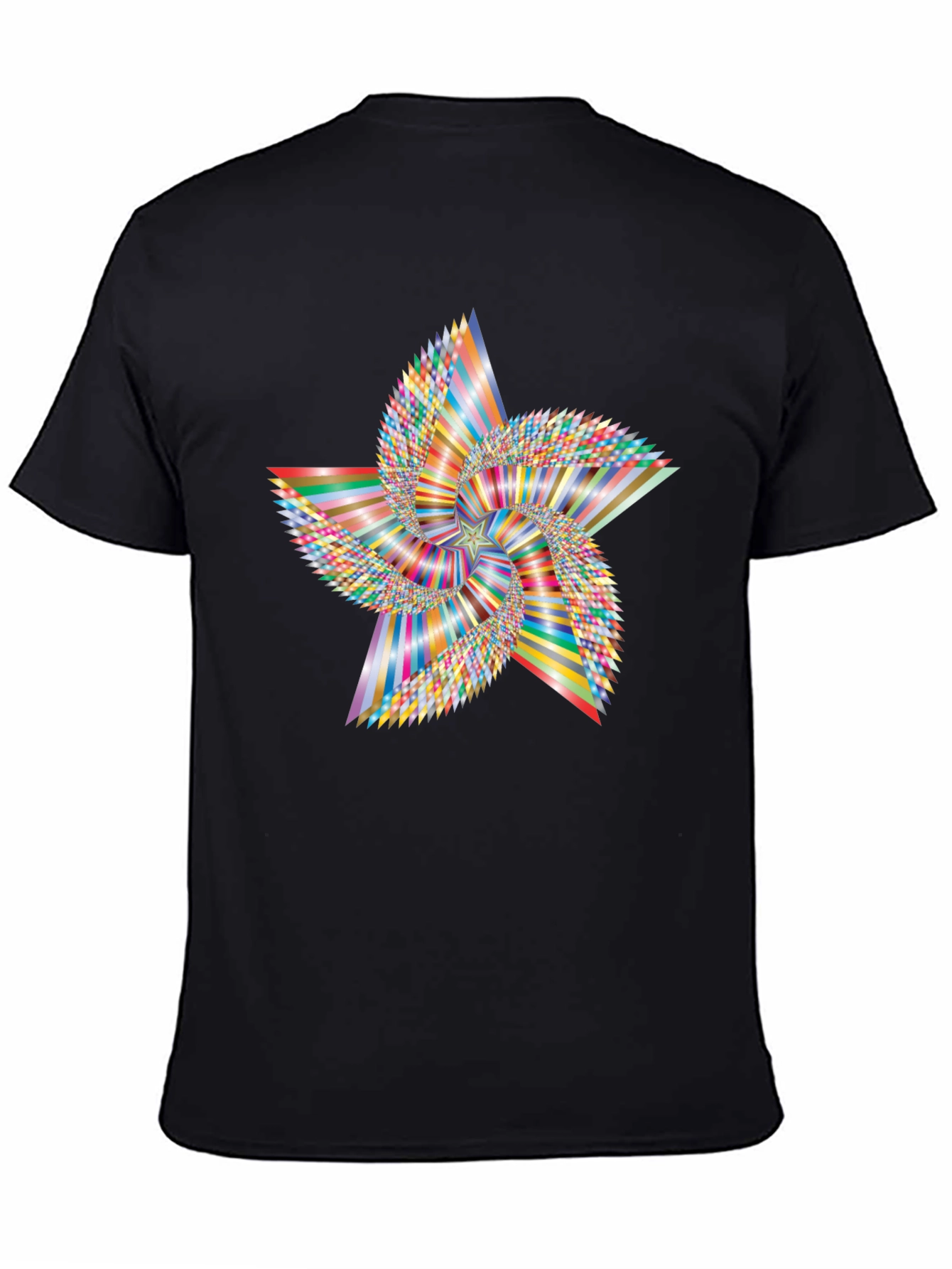 Abstract Geometric Star Graphic Tee - Black