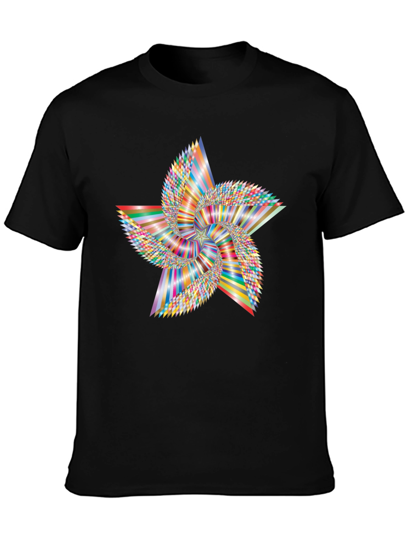 Abstract Geometric Star Graphic Tee - Black