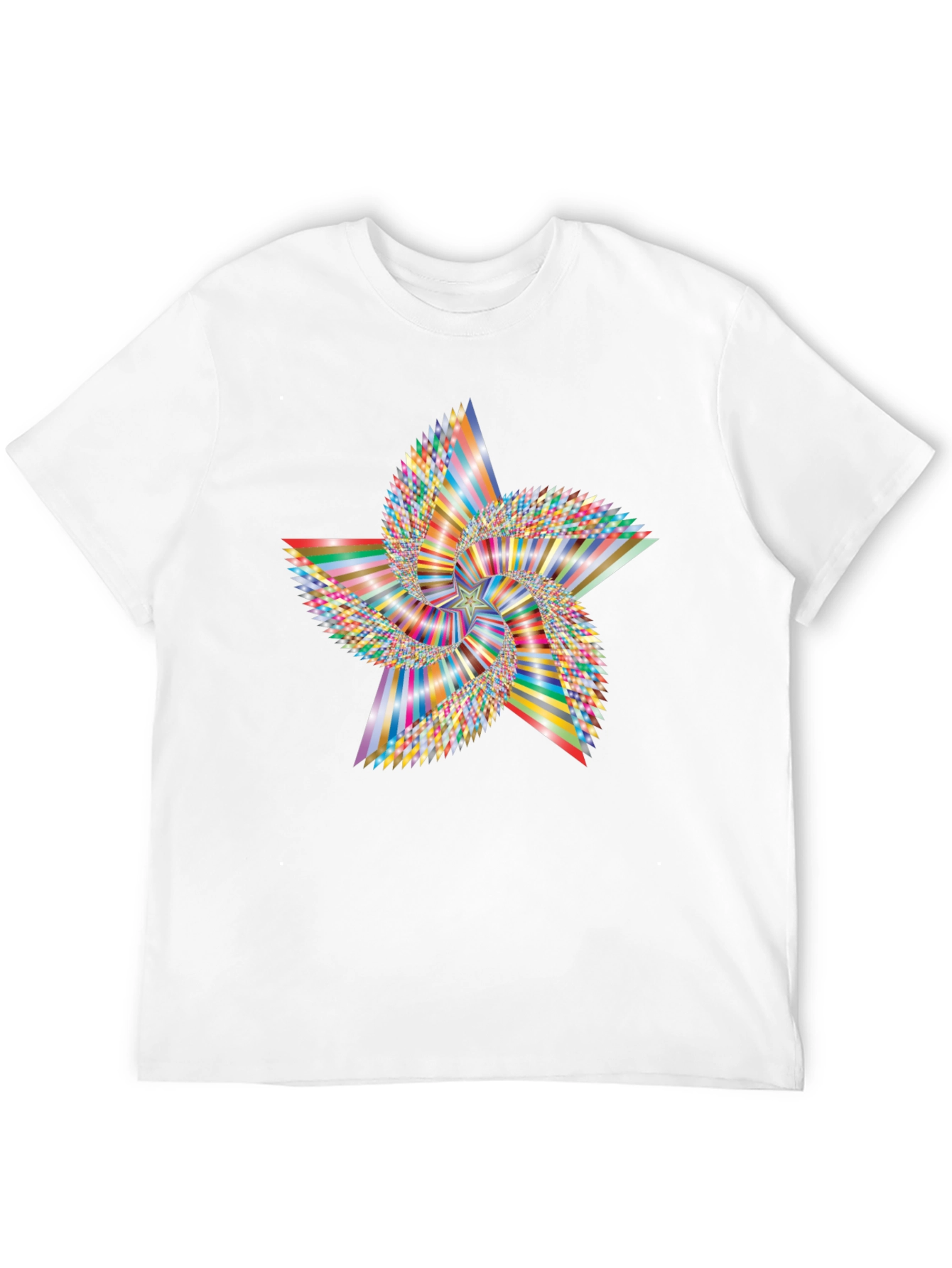 Abstract Geometric Star Graphic Tee - Black