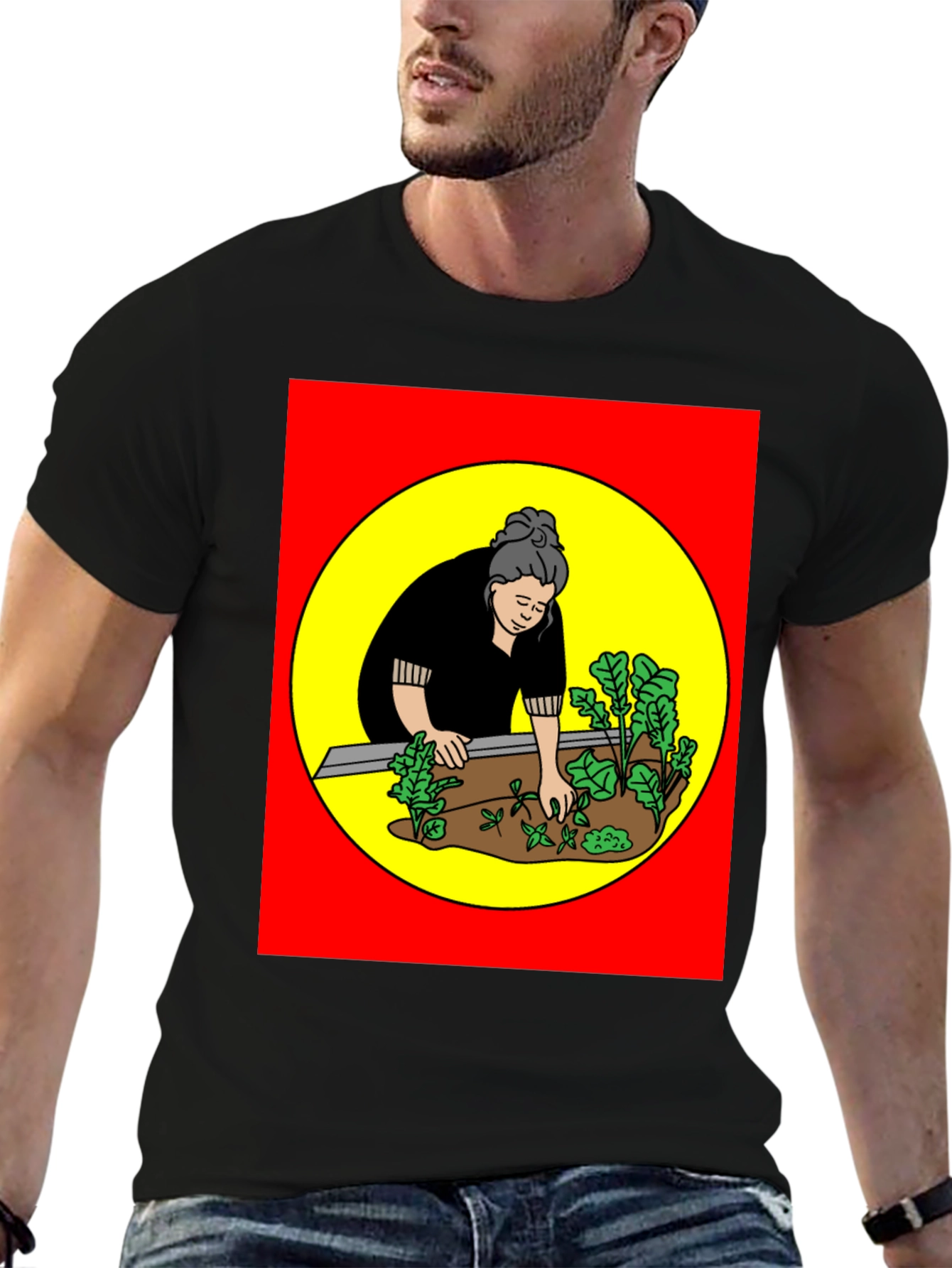 Gardening Woman Graphic T-Shirt - Black