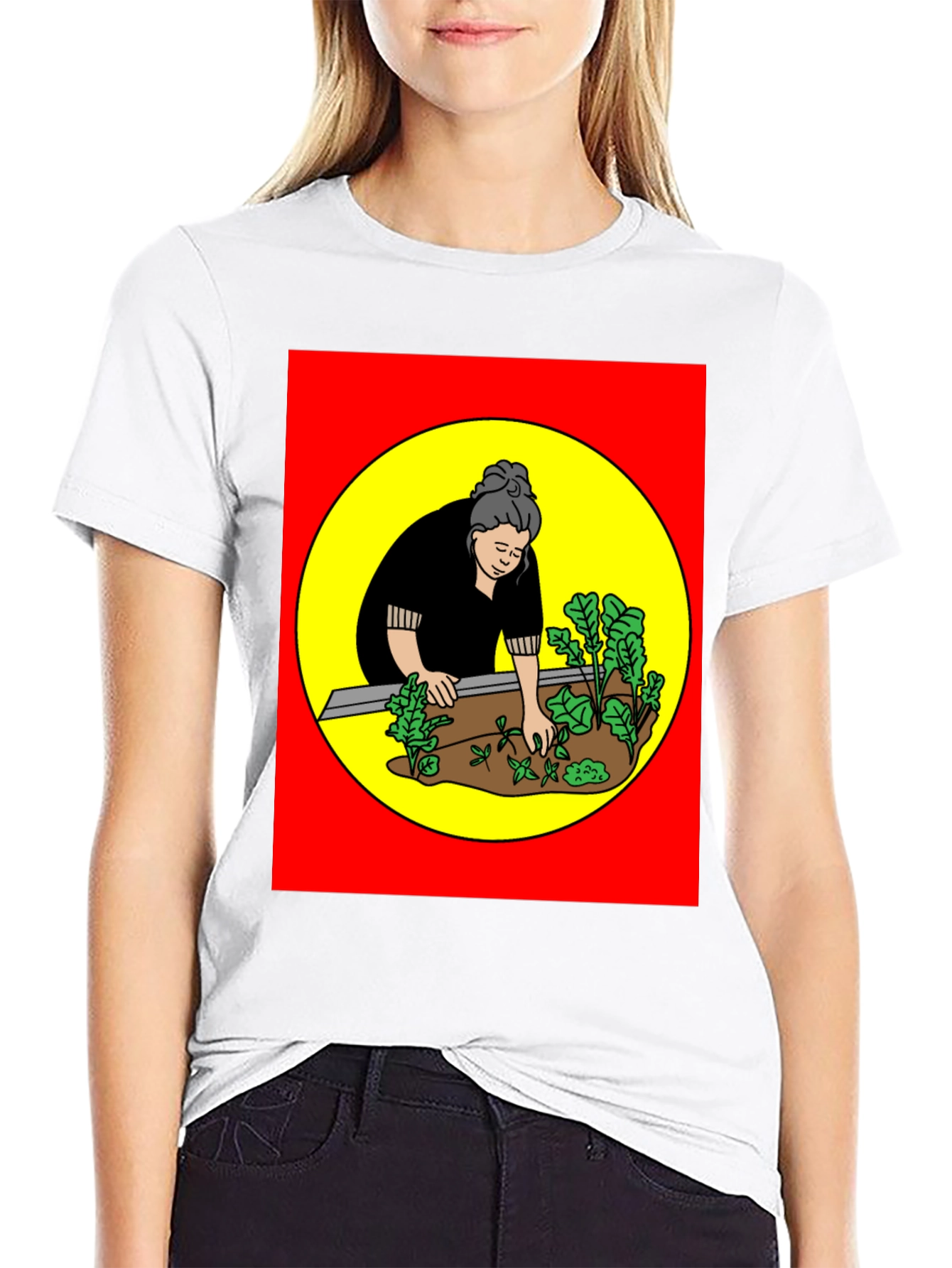 Gardening Woman Graphic T-Shirt - Black