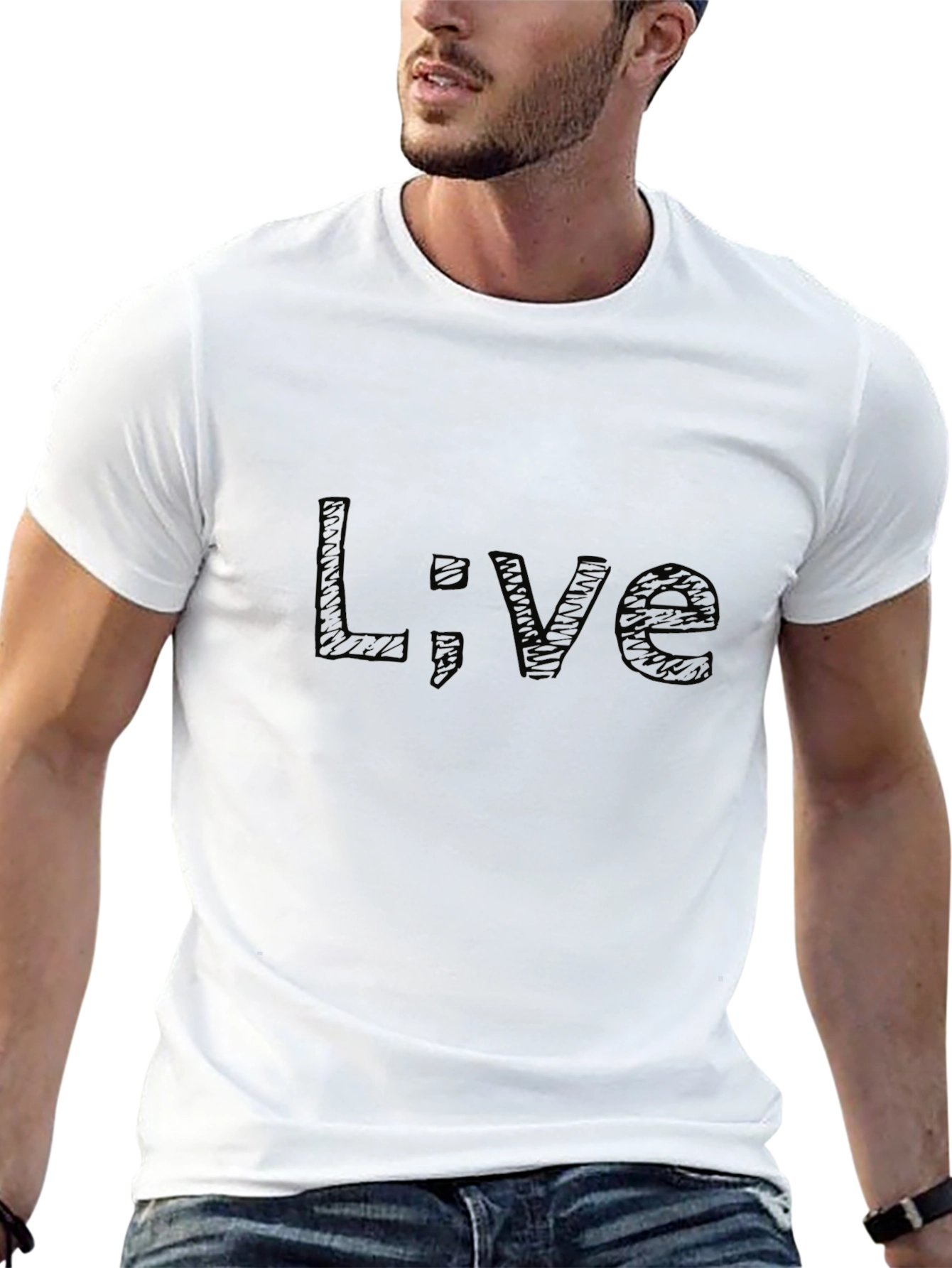 Live Semicolon Graphic Black T-Shirt