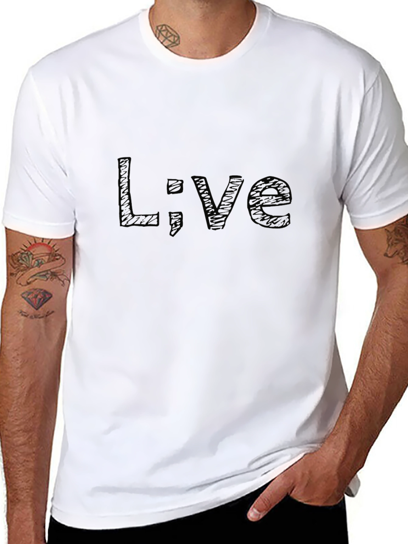 Live Semicolon Graphic Black T-Shirt