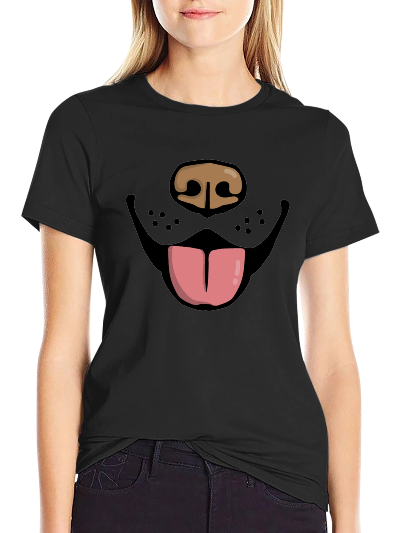 Funny Dog Face Graphic Tee - Black Unisex T-Shirt