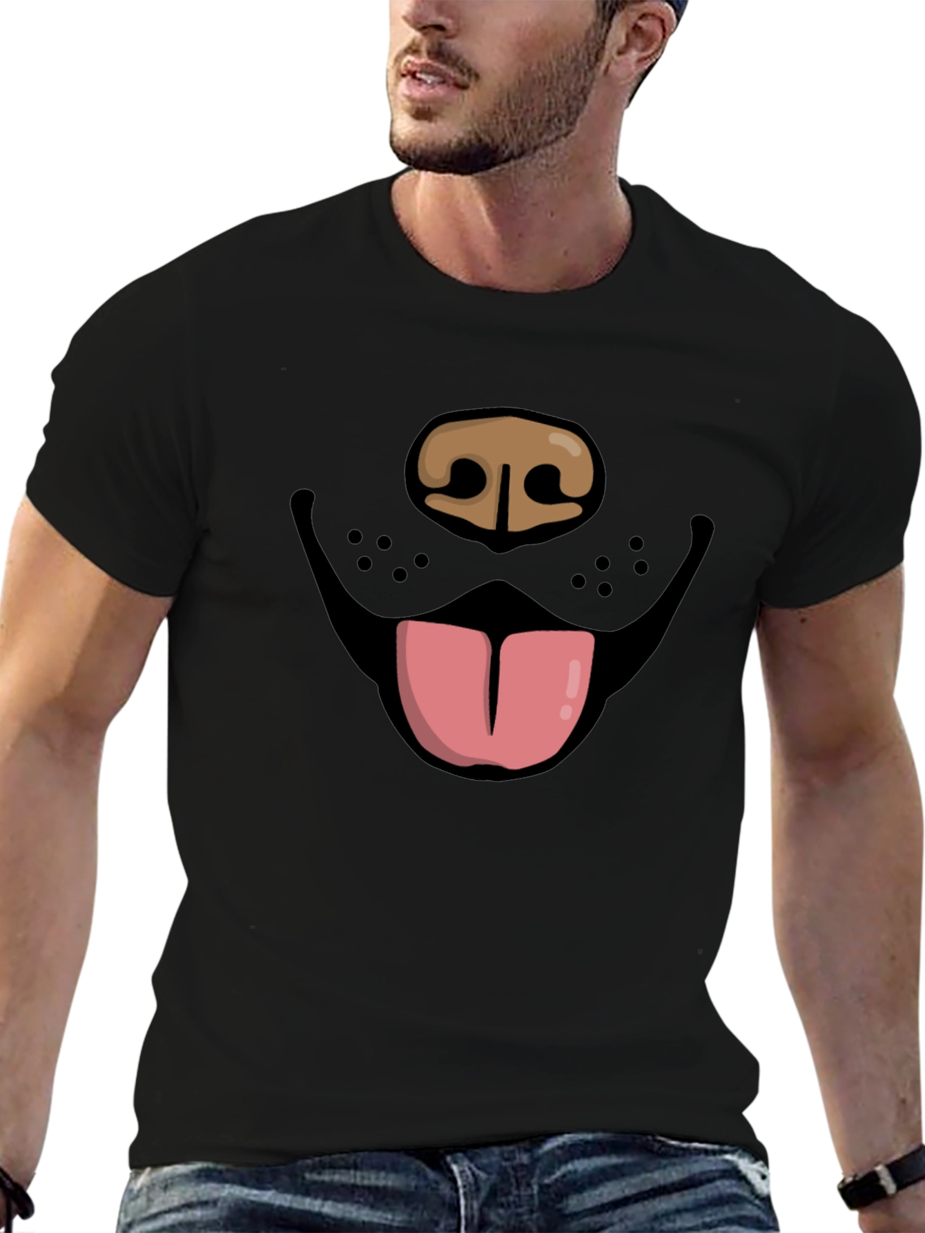 Funny Dog Face Graphic Tee - Black Unisex T-Shirt