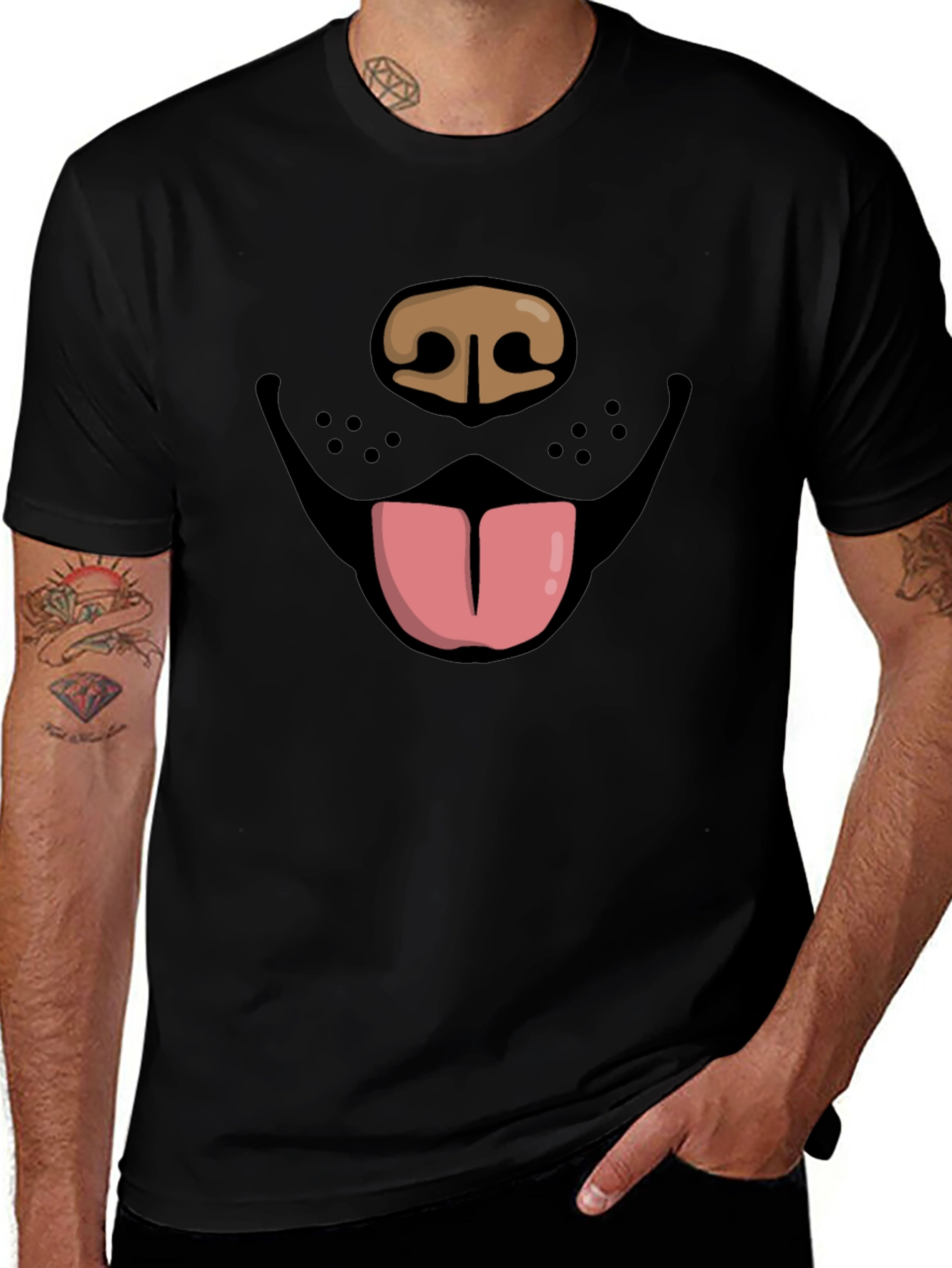 Funny Dog Face Graphic Tee - Black Unisex T-Shirt