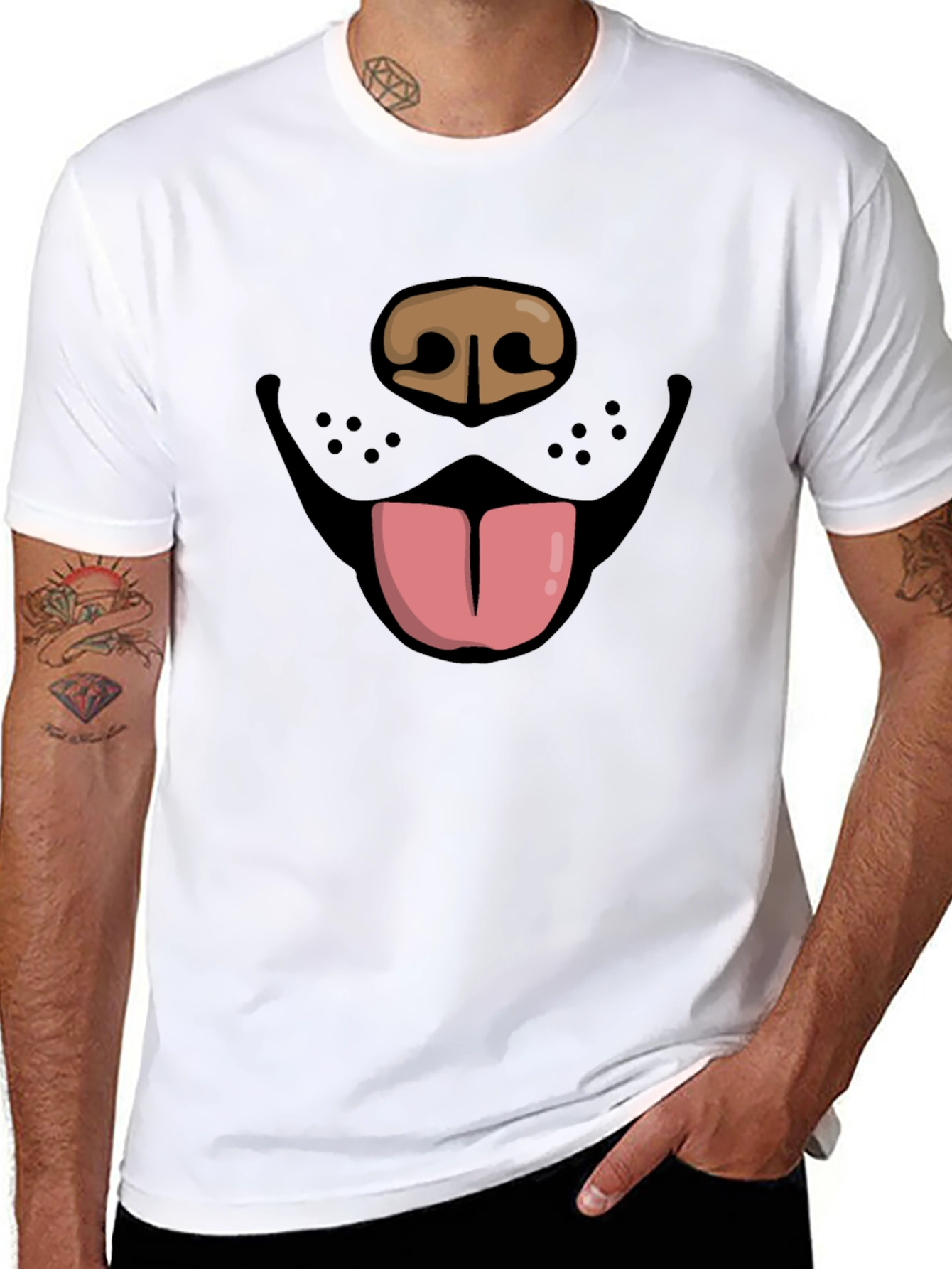 Funny Dog Face Graphic Tee - Black Unisex T-Shirt