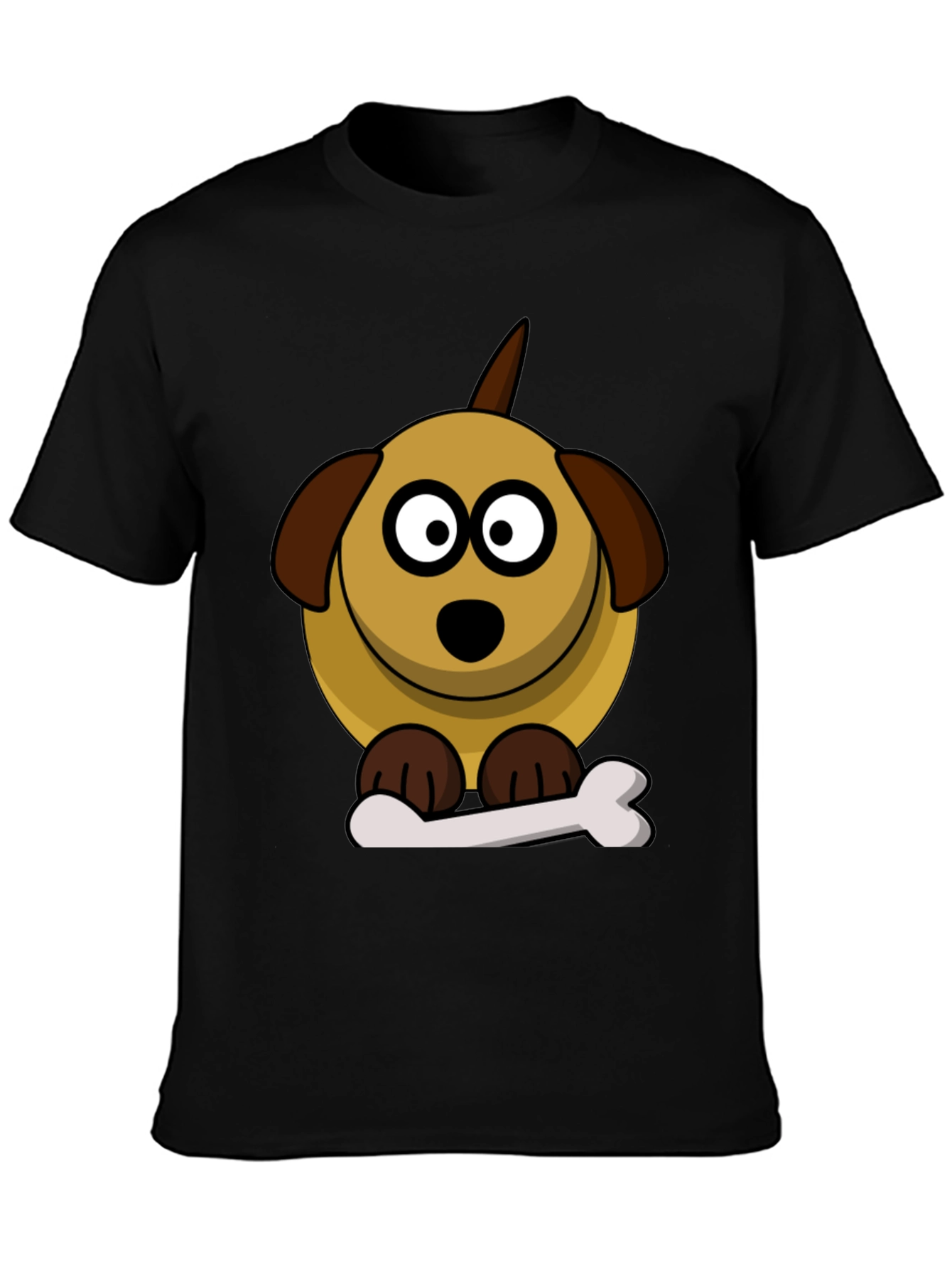 Cartoon Dog Bone Black T-Shirt