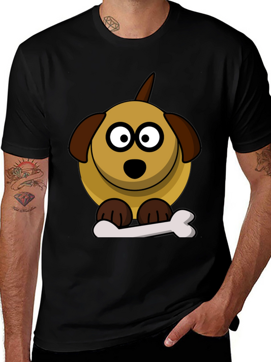 Cartoon Dog Bone Black T-Shirt