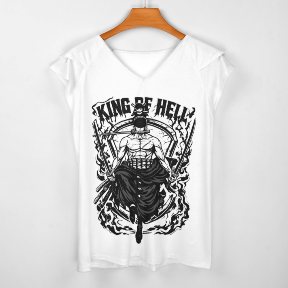 King of Hell Anime Samurai Graphic T-Shirt – Dark Warrior Manga Style Streetwear Tee(z250)