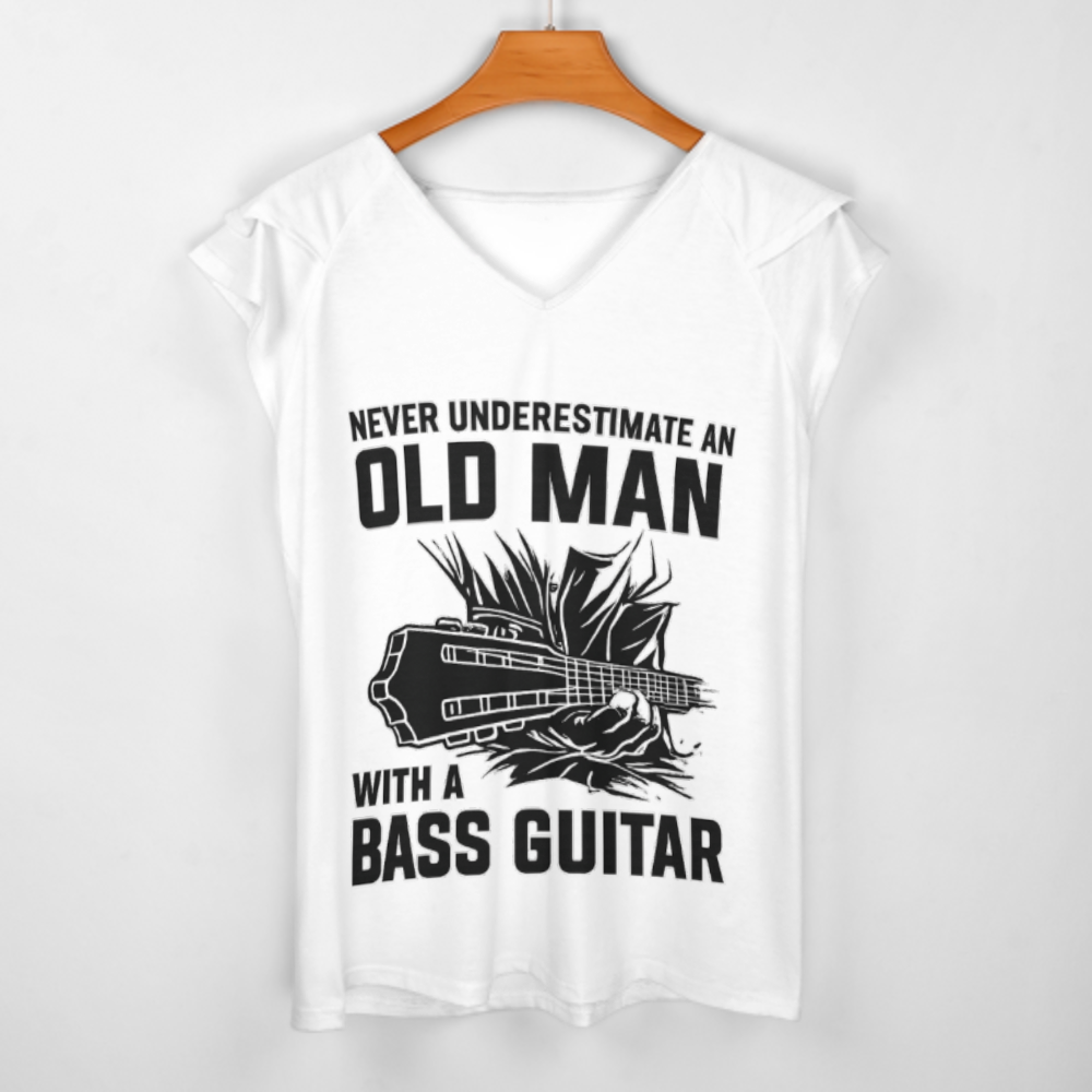 Never Underestimate An Old Man With A Bass Guitar T-Shirt – Funny Bass Player Musician Graphic Tee(z241)