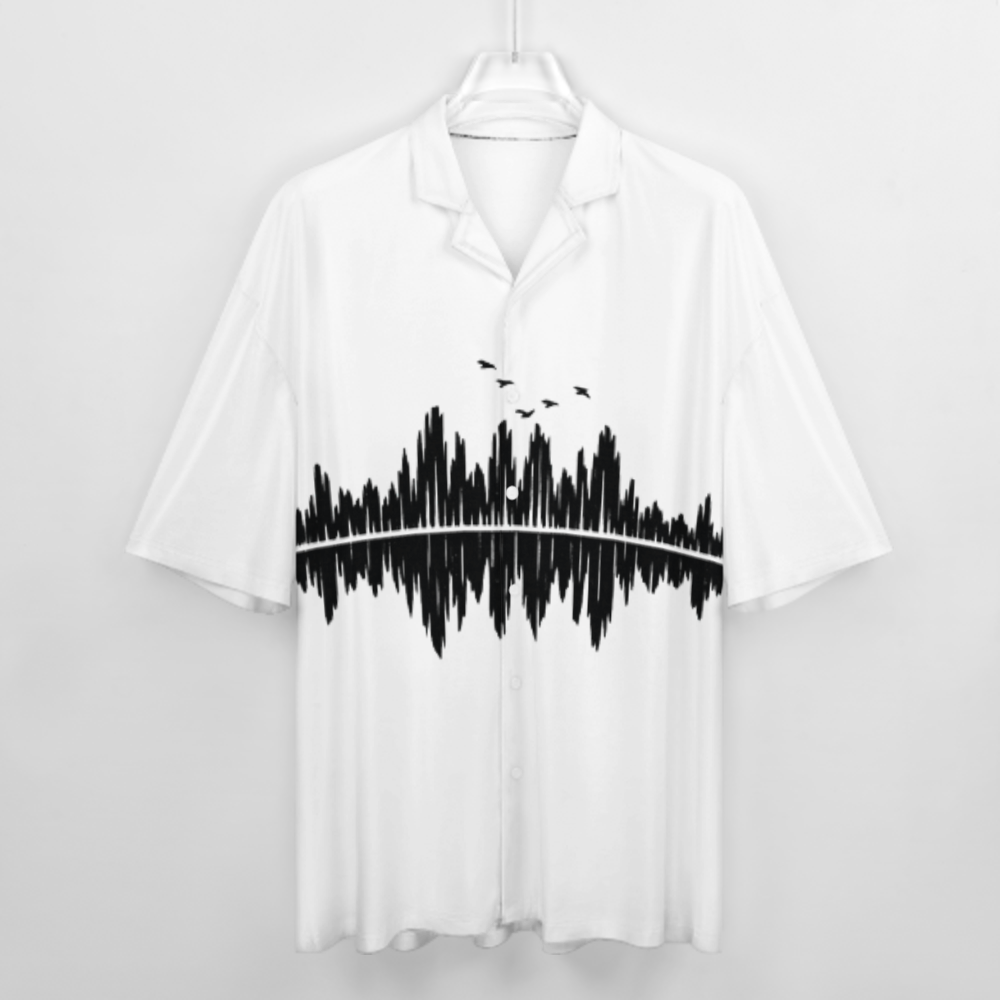 Minimal Soundwave Skyline Graphic Shirt – Modern Music Vibes Streetwear Tee(z270)