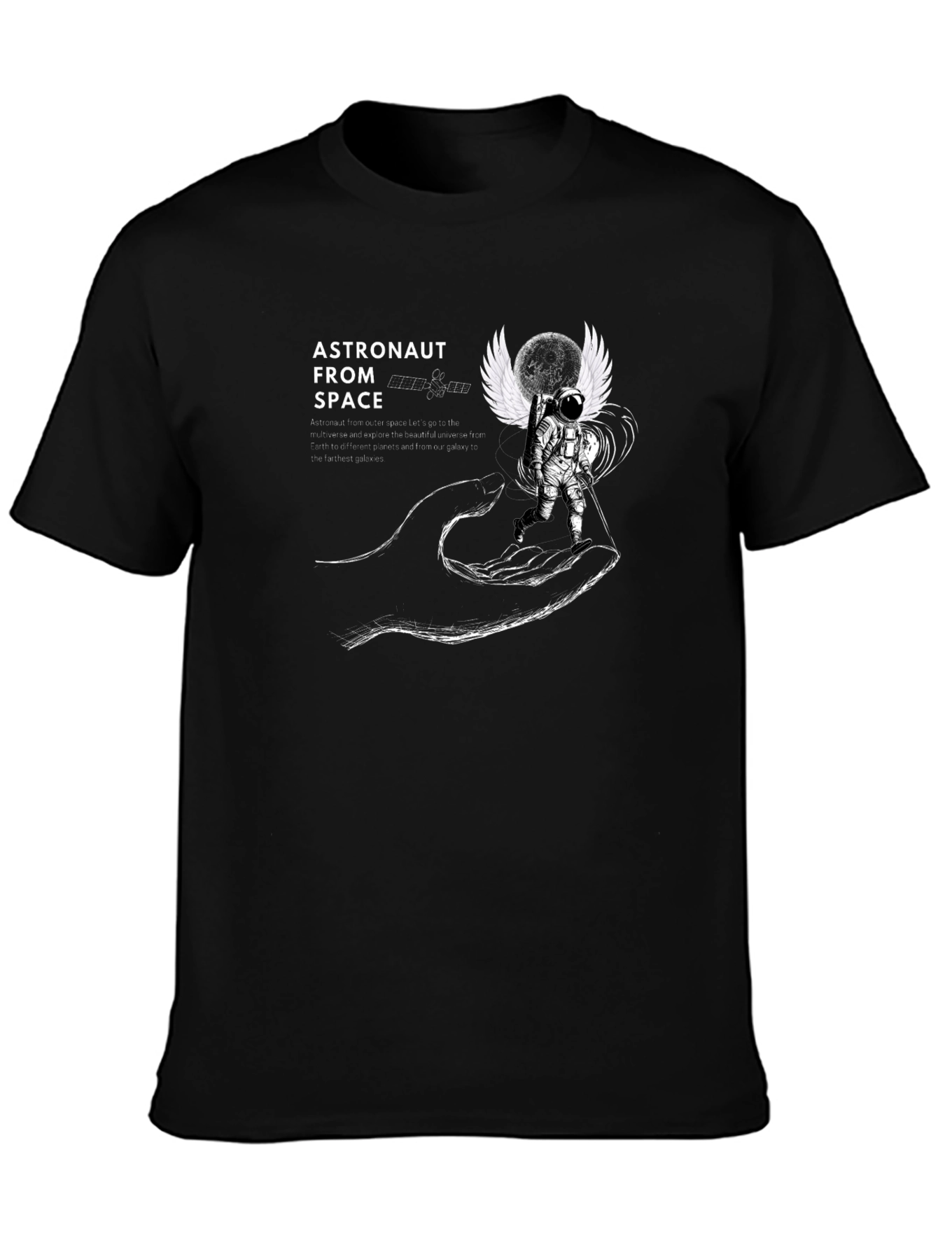 Astronaut in Space Graphic T-Shirt - Black
