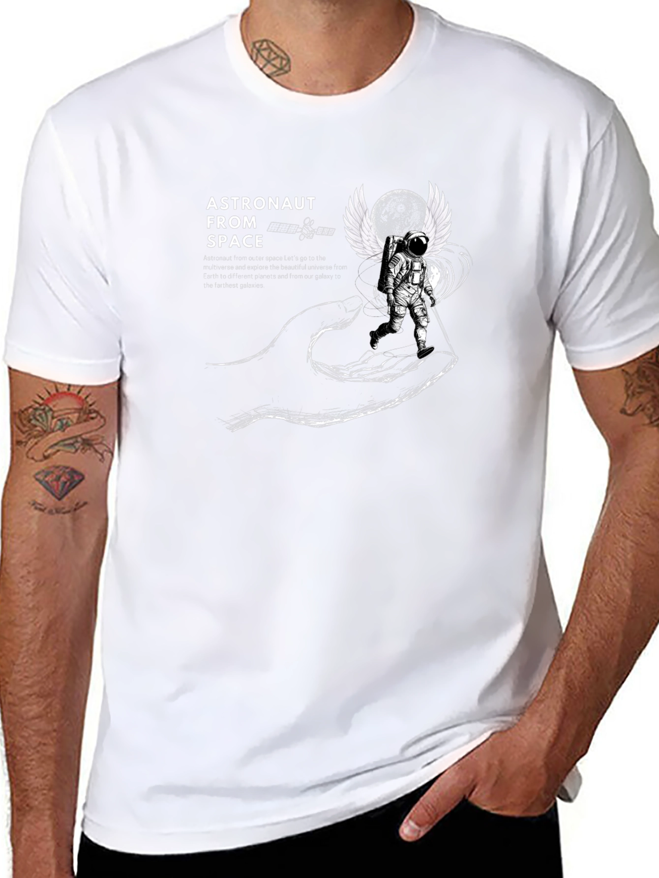 Astronaut in Space Graphic T-Shirt - Black